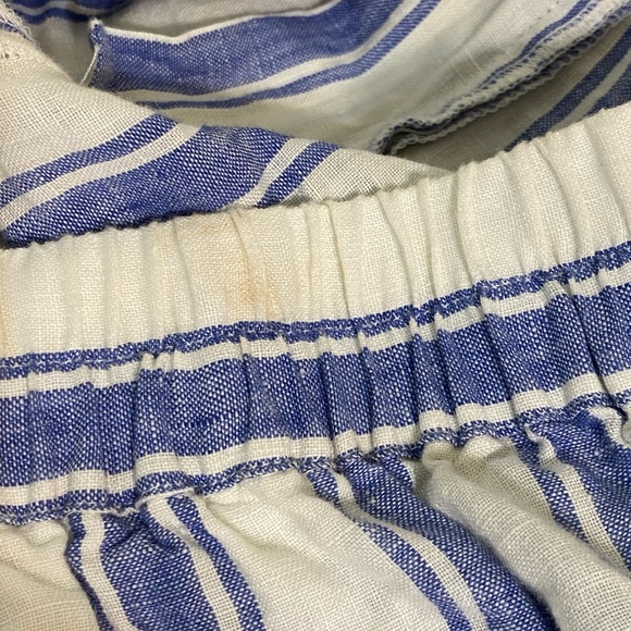 C&C California Blue & White Striped Linen Shorts Slant Front Pocket Size L - Picture 4 of 4